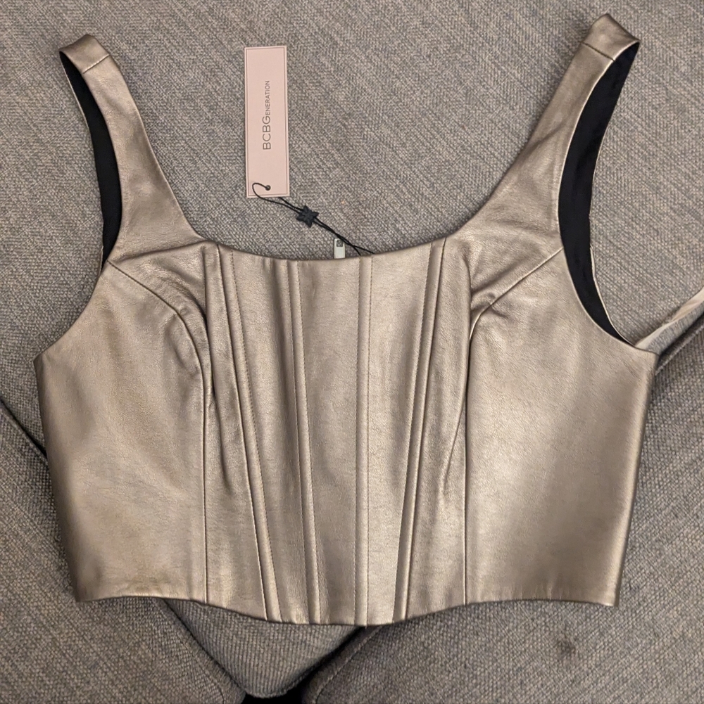 gold faux leather crop top